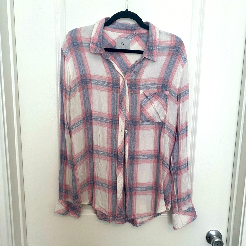 Rails Pink and Blue Plaid Button Down Shirt